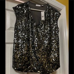 Sequin V Neck short sleeve shirt
